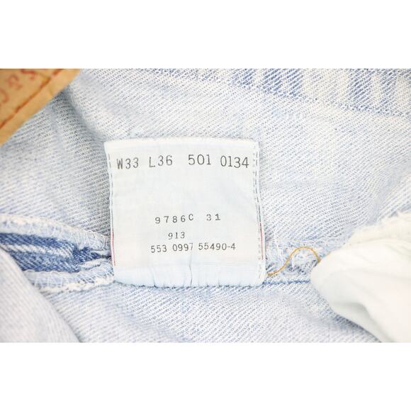 Vintage Levi's 501 Light Wash Rock Grunge High Waisted Festival Mom Denim Jeans - Picture 7 of 8